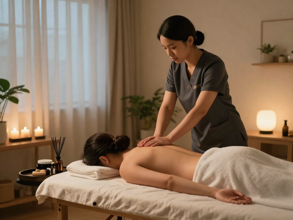 Experience a tranquil 출장안마 session with a professional therapist in a calming home environment.